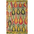 Handmade Ikat Blue/ Green Wool Rug (6' x 9')