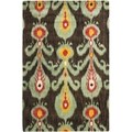 Handmade Ikat Charcoal Grey/ Blue Wool Rug (8' x 10')