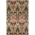 Handmade Ikat Beige/ Brown Wool Rug (8' x 10')