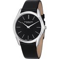 Stuhrling Original Men's Ascot Classic Ultra Soft Black Leather Strap Watch