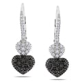 Miadora Sterling Silver 1/2ct TDW Black and White Diamond Earrings (H-I, I3)