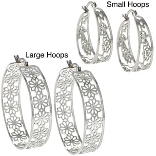 La Preciosa High-polish Stainless Steel Saddleback Hoop Earrings