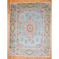 Antique Persian Hand-knotted Kerman Light Green/ Green Wool Rug (10' x 13')