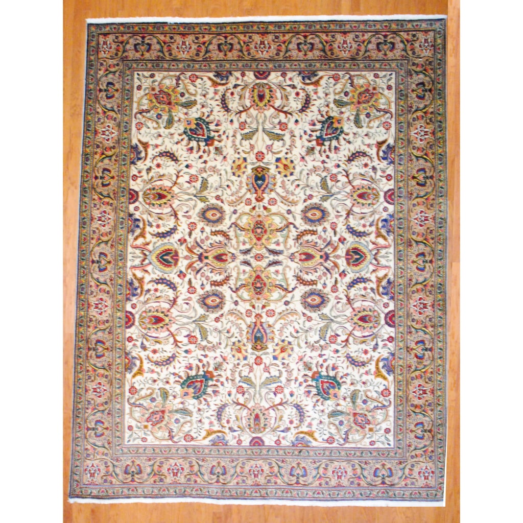 Great Prices Persian Hand-knotted Tabriz Ivory/ Beige Wool Rug (9'9 x 13')