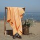 Authentic Pestemal Fouta Original Orange and White Stripe Turkish Cotton Bath/ Beach Towel