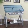 Studio Designs Avanta Drafting Table Silver/Blue Glass