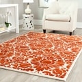 Porcello Damask Ivory/ Red Rug (8' x 11'2)