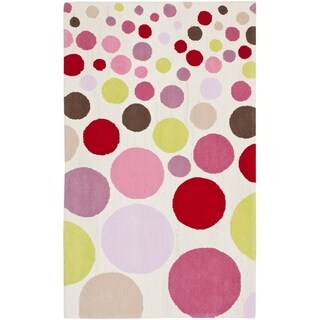Handmade Children's Bubbles Ivory/ Pink Wool Rug (5' x 8')