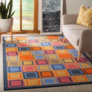 Metropolis Blocks Blue Rug (4'7 x 6'6)