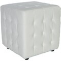 Traditional White Tufted Cube Ottoman