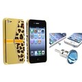 BasAcc Golden Leopard Case/ Blue Headset Cap for Apple iPhone 4/ 4S