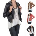Journee Collection Juniors Faux Leather Hooded Jacket