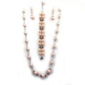 Silverplated Peach Glass Pearl Jewelry Set