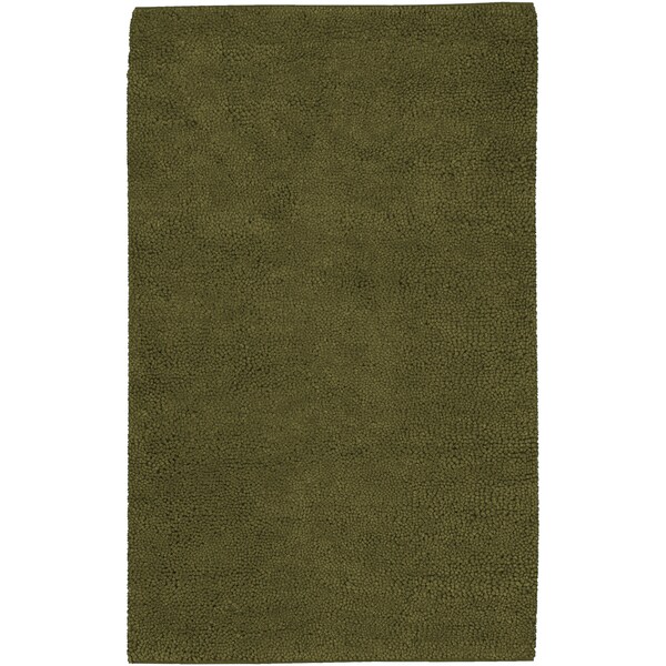 Hand-woven Arvada Green Wool Rug (8' x 10'6)