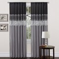 Black/Grey Faux Silk 84-inch Night Sky Curtain Panel