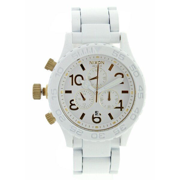 Nixon Men's White and Gold 42-20 Chronograph Watch