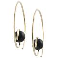 Goldfill and Sterling Silver Black Bead Hoop Earrings