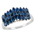 10k White Gold 1ct TDW Blue Diamond Cluster Ring