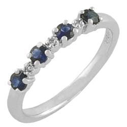 Sterling Silver Blue Sapphire and Diamond Accent Ring