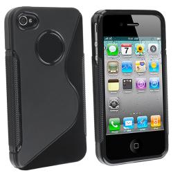 Black 'S' Shaped TPU Rubber Case for Apple iPhone 4