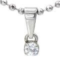 Stainless Steel Cubic Zirconia Solitaire Necklace