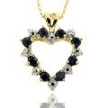 18k Gold over Silver Sapphire and Diamond Accent Heart Necklace