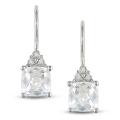 10k White Gold Created White Sapphire and Diamond Earrings