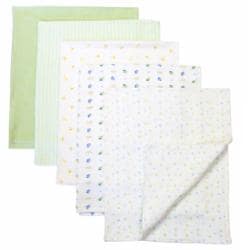 Piccolo Bambino Green Cotton Receiving Blankets (Pack of 5) 