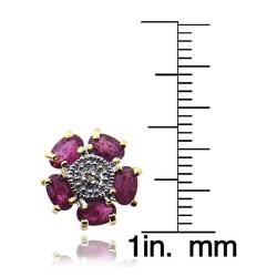 18k Gold over Sterling Silver Ruby and Diamond Accent Earrings