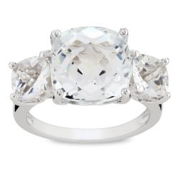 Sterling Silver White Topaz 3-stone Ring