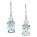Sterling Silver Blue Topaz and Created White Sapphire Earrings