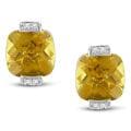 10k White Gold Citrine and Diamond Earrings