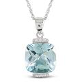10k White Gold Blue Topaz and Diamond Necklace