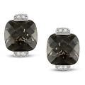 10k White Gold Smoky Quartz and Diamond Earrings