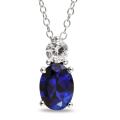 Sterling Silver Created Blue and White Sapphire Fashion Necklace