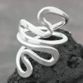 Sterling Silver Wide Double Wave Bypass Ring (Mexico)
