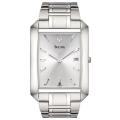 Bulova Men's Stainless Steel Silver Embossed Sunray Dial Watch