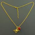 14K Gold over Silver Carnelian Butterfly Necklace (India)