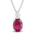 Sterling Silver Created Ruby and White Sapphire Necklace