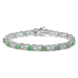 Malaika Sterling Silver Emerald and 1/10ct TDW Diamond Bracelet (I-J, I2-I3)