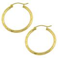 14k Yellow Gold 25-mm Diamond-cut Hoop Earrings