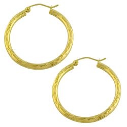 14k Yellow Gold 30-mm Diamond-cut Hoop Earrings