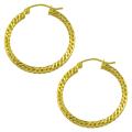 14k Yellow Gold 25-mm Diamond-cut Flat Hoop Earrings