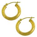14k Yellow Gold 19-mm Satin/ Polished/ Diamond-cut Hoop Earrings