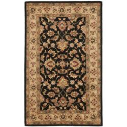 Handmade Heritage Kerman Black/ Gold Wool Rug (3' x 5')