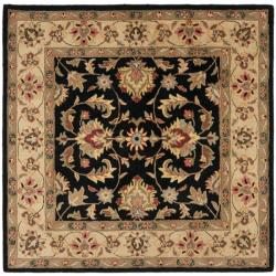 Handmade Heritage Kerman Black/ Gold Wool Rug (8' Square)