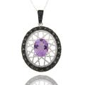 Sterling Silver Amethyst and Black Diamond Accent Necklace