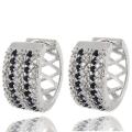 Sterling Silver Sapphire and Diamond Accent Hoop Earrings