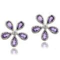 Sterling Silver Amethyst and Diamond Accent Earrings