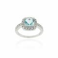 Glitzy Rocks Sterling Silver Blue Topaz and Diamond Accent Square Ring